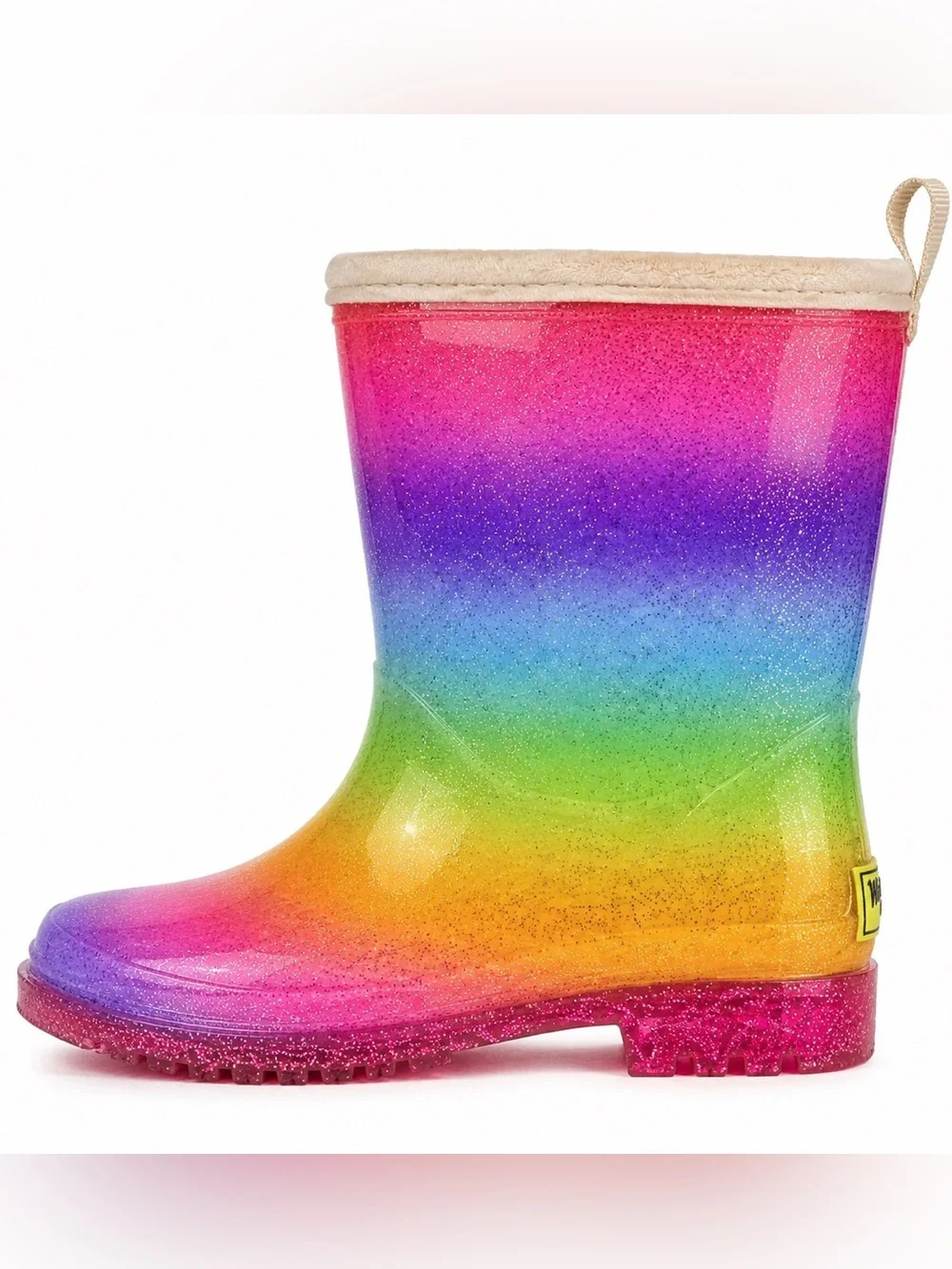Western Chief Rainbow Sparkle Ombre Glitter Light-Up Fur-Lined Rain Boots Kids 7